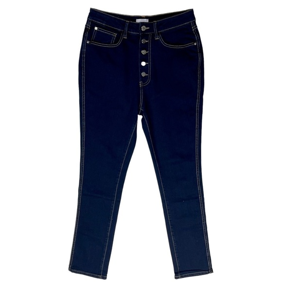 WEWOREWHAT THE DANIELLE HIGH RISE VINTAGE STRAIGHT DANI BLUE BLACK DENIM JEANS - Picture 4 of 16